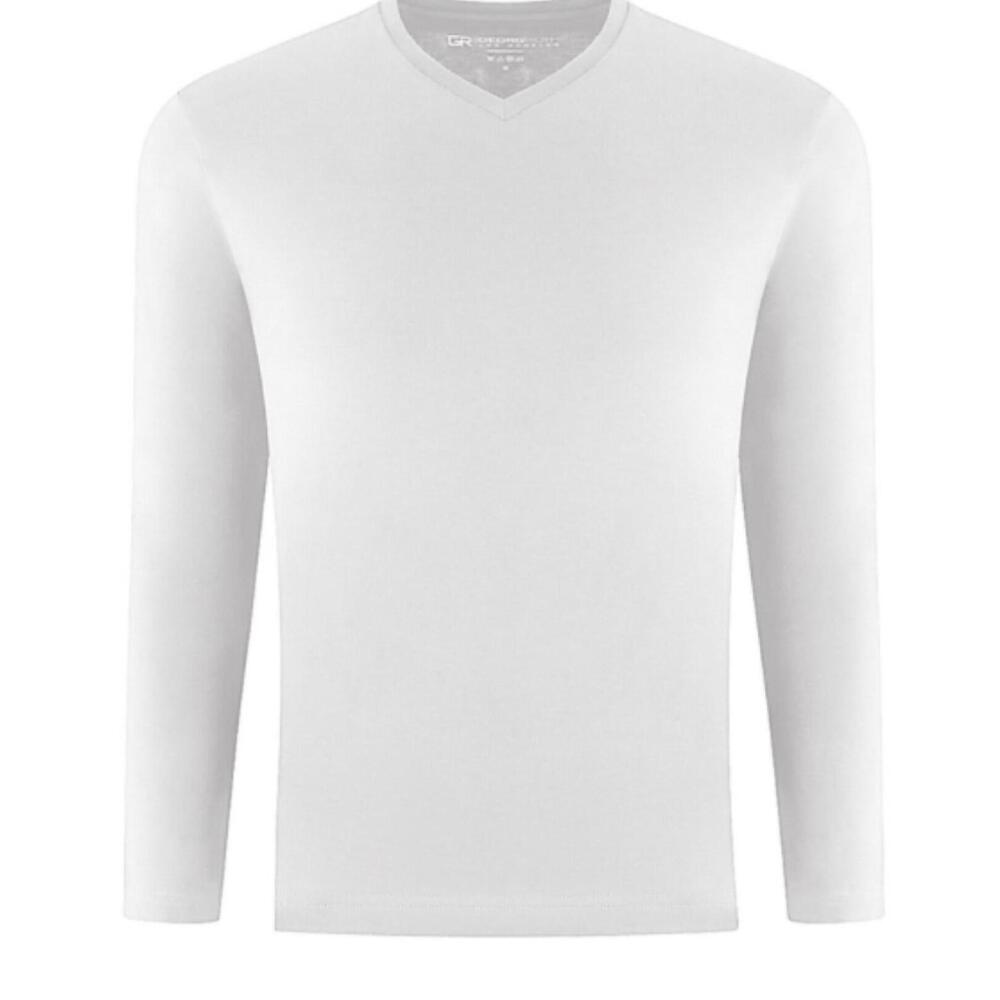 NEW GEORGE ROTH men's v-neck long sleeve pima cotton top in white